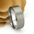 thumbnail image 2 of Men's Women's Tungsten Wedding Band Engagement Ring 8mm Brushed Pipe Cut Ring&nbsp;, 2 of 4