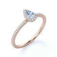 thumbnail image 4 of JeenMata 1 Carat Teardrop Created Aquamarine Halo Dainty Ring in 18k Rose Gold over Silver, 4 of 6