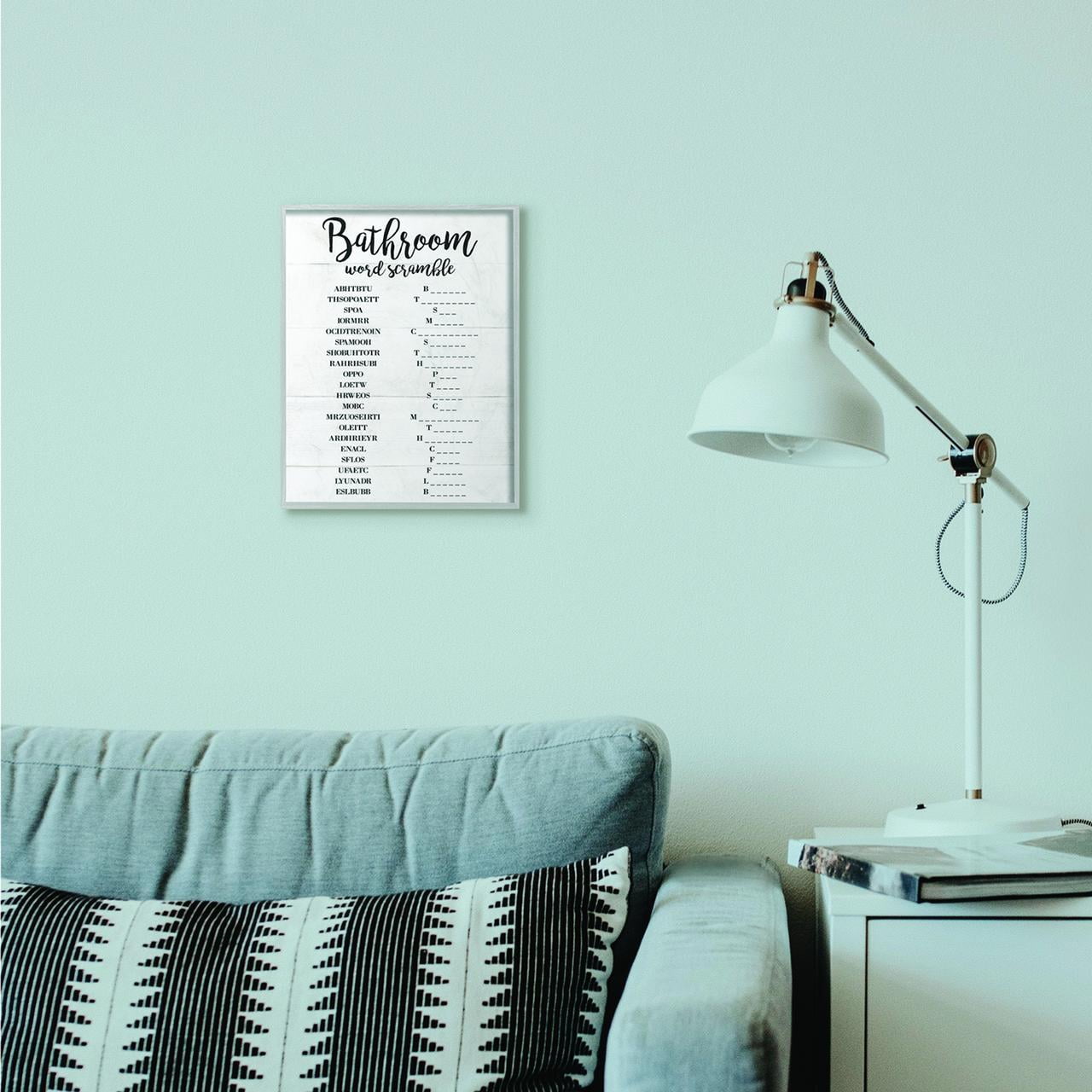Stupell Home Décor Industries Bathroom Word Scramble White And Black Word Design Framed Wall Art by Daphne Polselli