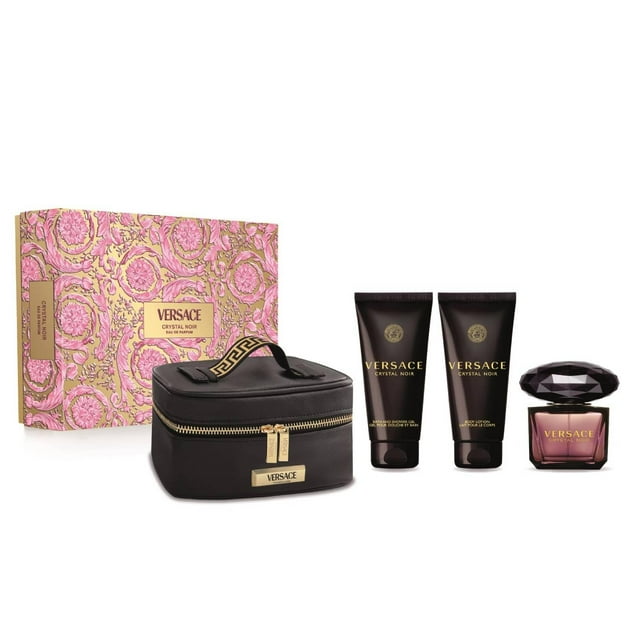 Perfume Versace Crystal Noir Eau de Parfum, 90 ml, 4 piezas, set de regalo para mujer