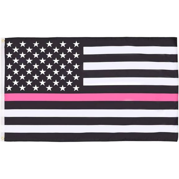 USA Thin Pink Line Flag - 3x5 Ft - 100D Polyester United States Banner with Two Metal Grommets - Fade Resistant - Vivid Colors - 3' x 5' Feet - 150x90 Cm