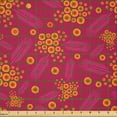 thumbnail image 2 of Ambesonne Retro Fabric by the Yard Microfiber, Leaf Silhouettes Circles Art, 3 Yards, Dark Magenta and Vermilion, 2 of 2