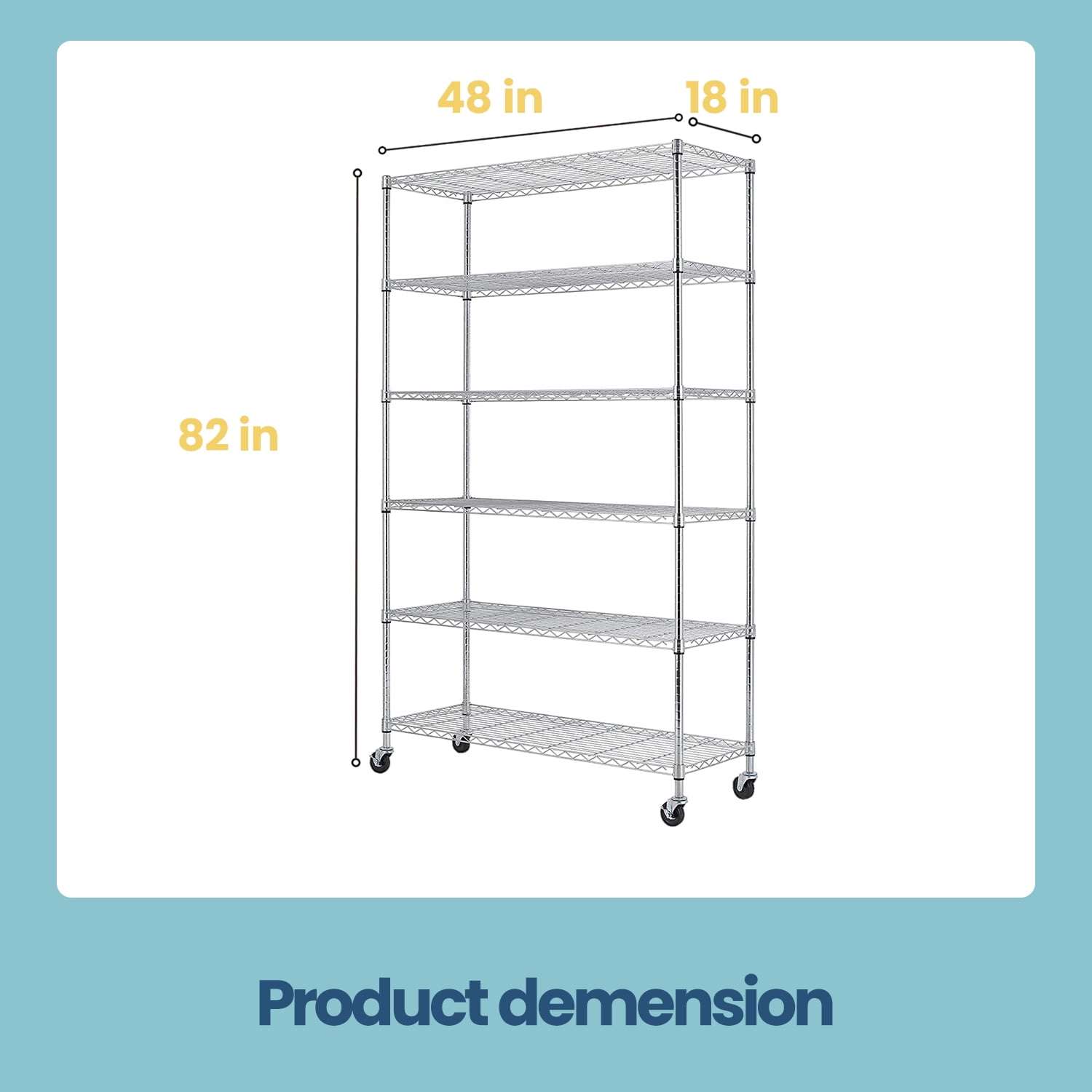 Member's Mark 6-Tier NSF Heavy Duty Wire Shelving, 47.75 W x 18 D x 75.5 H 18496VD