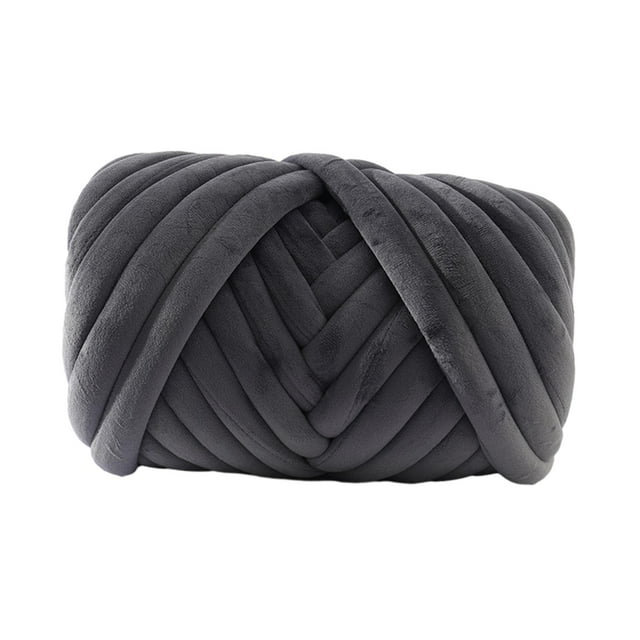 Hilo grueso, hilo voluminoso, longitud de 43,74 yardas, hilo de punto para brazo, hilo Tubular Jumbo para cestas, bufanda, alfombra, almohada, macramé Gris oscuro Macarena Hilo grueso