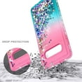 thumbnail image 3 of Nagebee Case for Samsung Galaxy S10e with Screen Protector (Soft Full Coverage), Glitter Sparkle Liquid Diamond Bling [Ring Holder & Wrist Strap] Women Cute Case (Pink/Aqua), 3 of 5