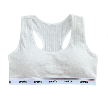 

TINYSOME Teenagers Girls Summer Sports Training Bra Ribbed Solid Color Letters Racerback Underwear Top with Sponge Pad Wide Strap Bralette Vest Shirts