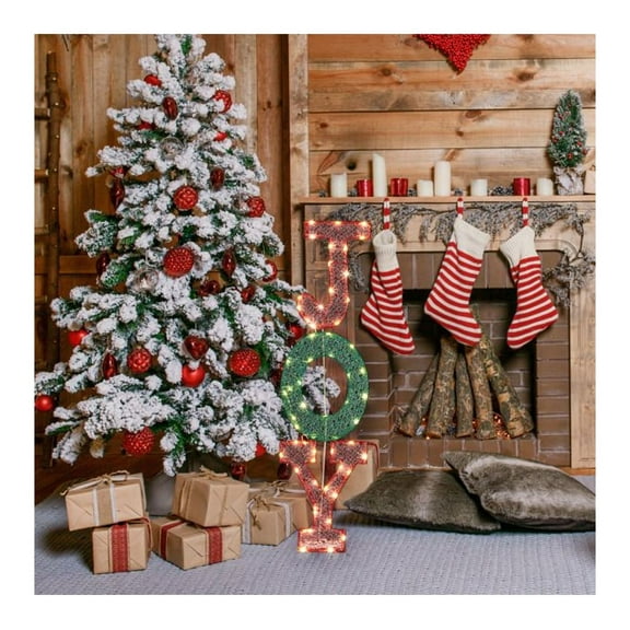 Lighted JOY Letter Sign Christmas Decorations, 45 LED Warm White, Outdoor Yard Xmas Display