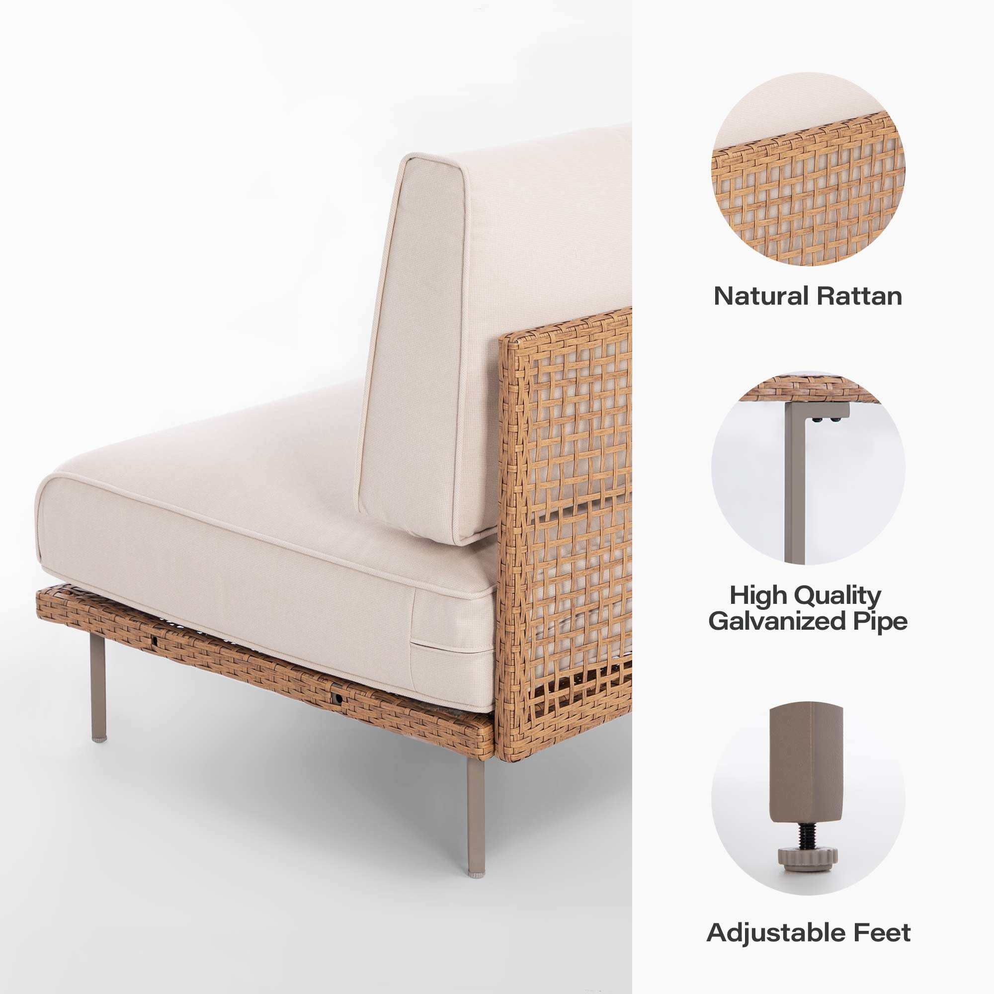 LAUSAINT HOME 10 Pieces Patio Conversation Set, Outdoor Luxury Series Seating Furniture Group with Plush Beige Cushions