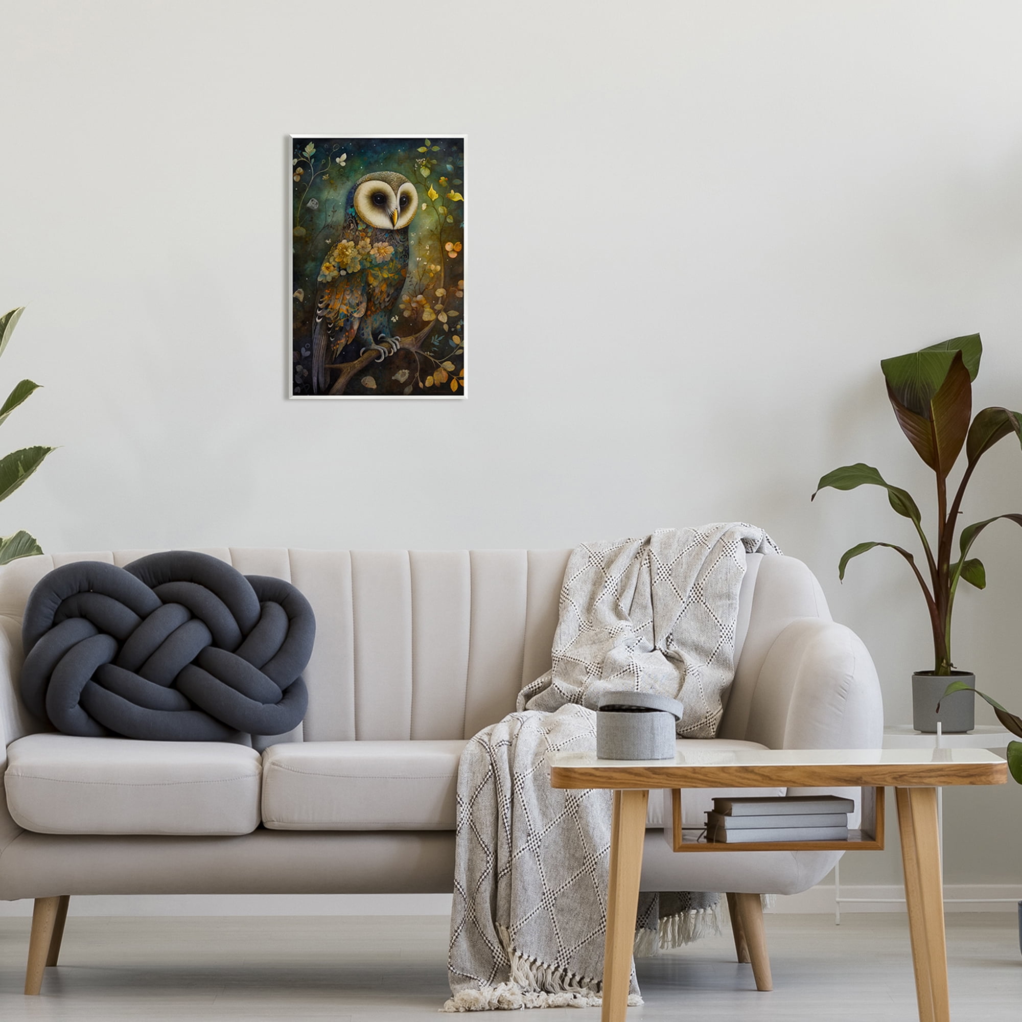 Stupell Industries Patterned Forest Owl Animals & Insects Painting Unframed Art Print Wall Art, 13 x 19