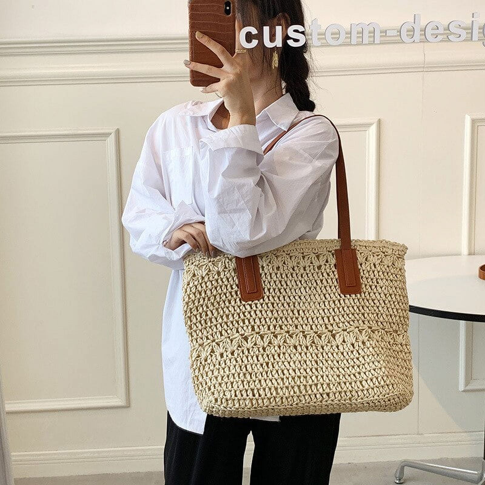Cocopeaunt Summer Fashion Small Straw Weaving Shoulder Bags for Women Casual Tassel Beach Crossbody Bag Purse Hollow Out Messenger Handbags, Adult