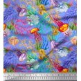 thumbnail image 1 of Soimoi Rayon Fabric Coral & Jellyfish Ocean Printed Fabric 1 Yard 42 Inch Wide, 1 of 1