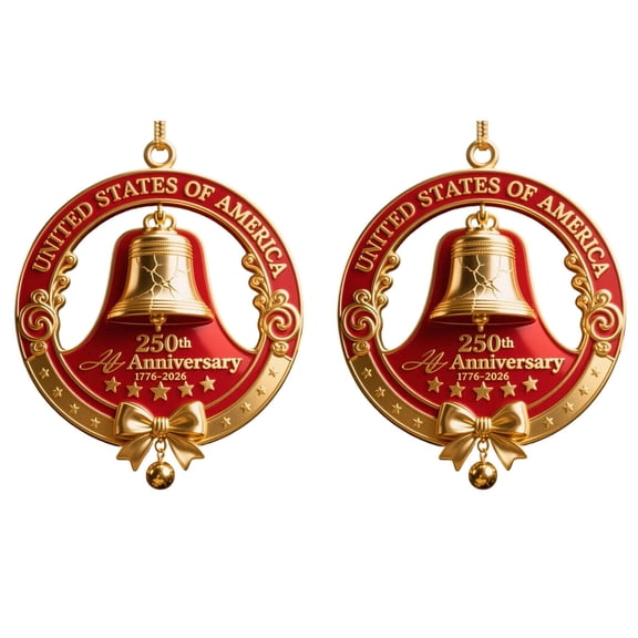 United States 250th Anniversary Bell Ornament - Handmade 3D Metal Enamel Crafted Commemorative Hanging Decor for Patriotic Christmas Tree, Collectors Gift, Outdoor Garden Fence Patio Decor (D)