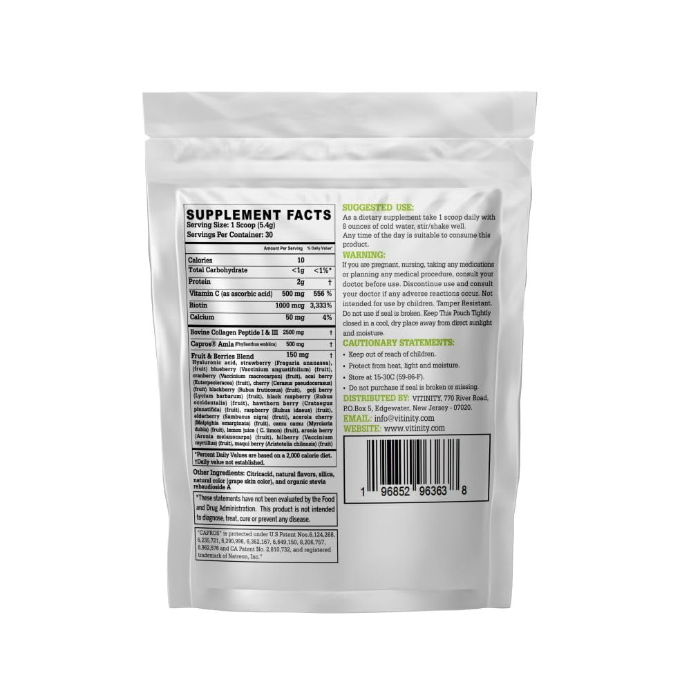 VITINITY SUPER FOOD COLLAGEN ( TYPE 1 & TYPE 3) POWDER WITH CLINICALLY PROVEN INGREDIENT (AMLA) FOR ADULTS ( 30 DAY SUPPLY)