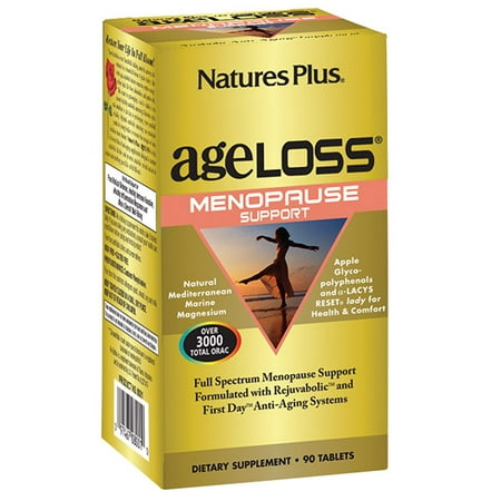 Natures Plus. AgeLoss ménopause support 90 comprimés. Sans gluten. Végétarien.