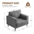 thumbnail image 3 of JULY'S SONG Accent Chair, Linen Fabric Comfy Upholstered Living Room Chairs, 37.8" Wide Mid Century Oversized Chair, Modern Arm Chair for Bedroom, Dark Gray, 3 of 10