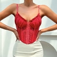 thumbnail image 4 of Tuosodrolic Corset Bustier for Women Renaissance Corsetss Front Closure Bodice Spaghetti Strap Crop Tops Embroidered Corset Tops, 4 of 6