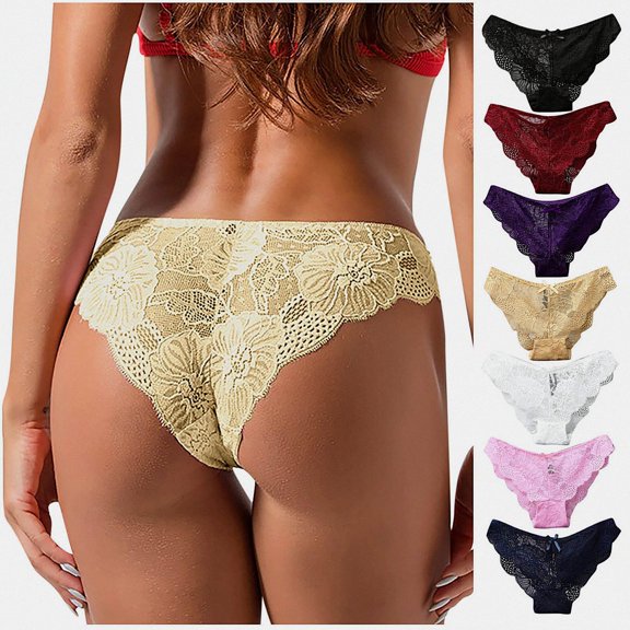 Lumosvexa Women's Lace Panties Lightweight Low Waist Bowknot Cute Casual Daily Wear Briefs XL
