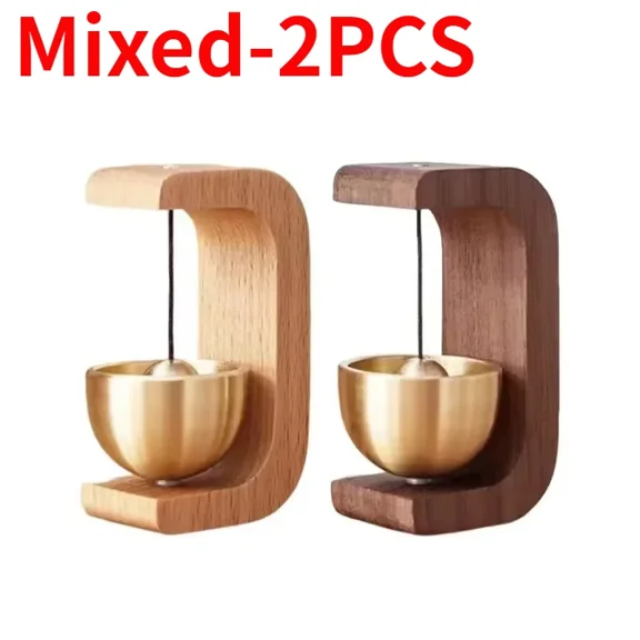 4/1PCS Wooden Wind Chimes Magnetic Brass Doorbell Wireless Jingle Bell Entrance Door Bells Hanging Pendants for Home Decoration