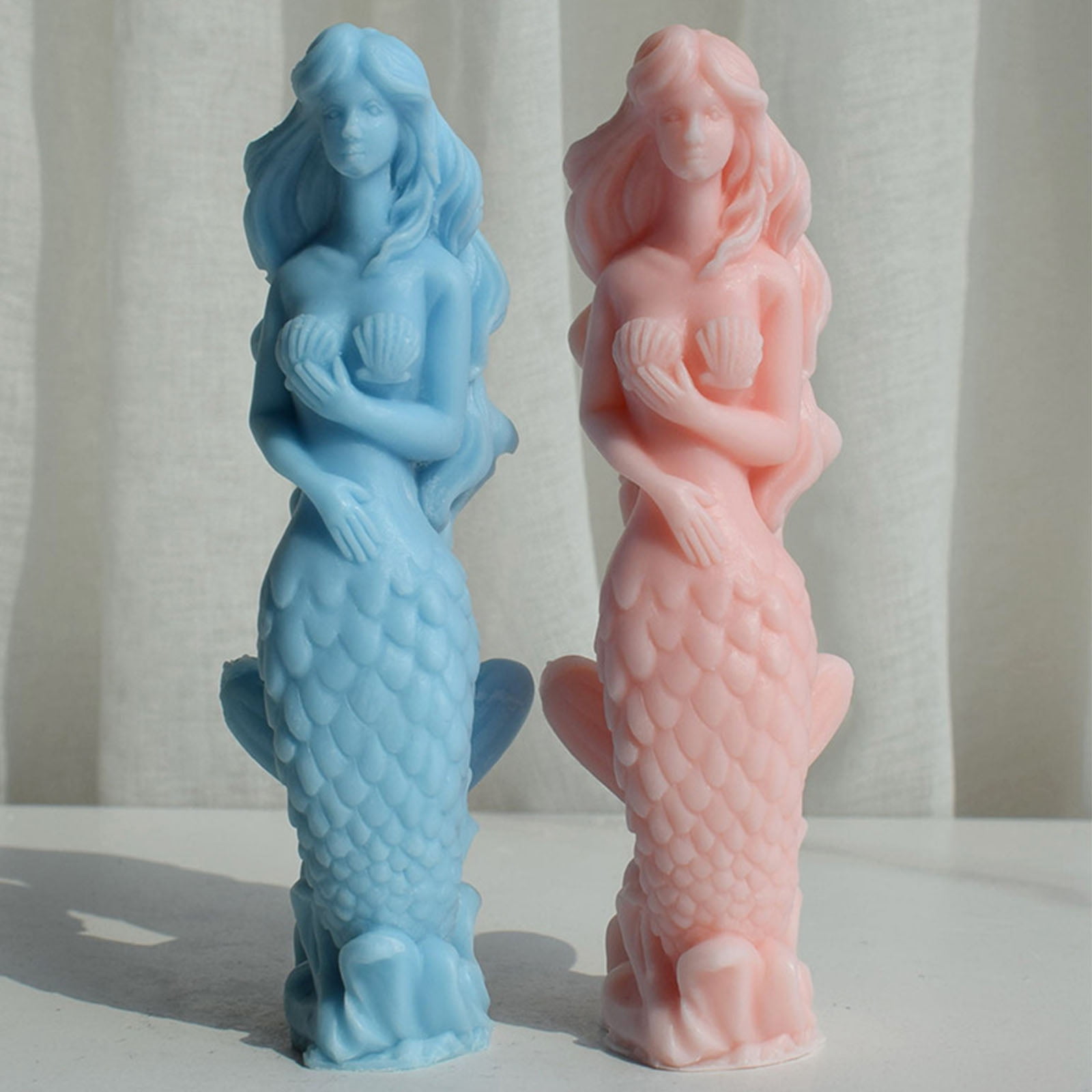 Mermaids Silicone Mold Epoxy Resin Molds Table Ornament Mould Scented Plasters Making Tool Easy to Clean