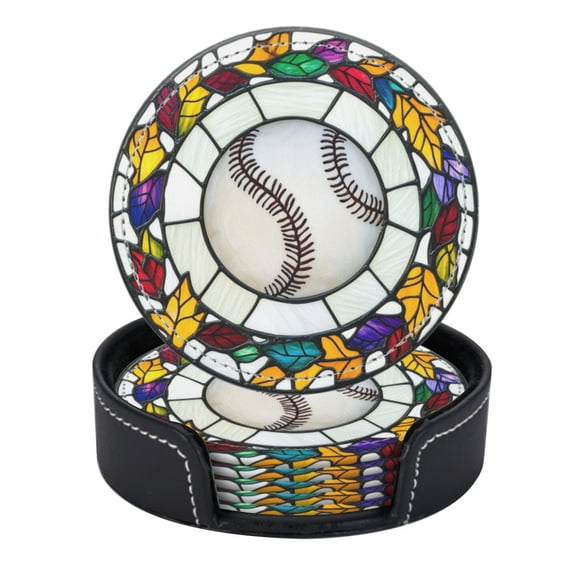 Stained Glass Round Design Of Baseball