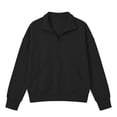 thumbnail image 6 of Jsaierl Quarter Zip Sweatshirts for Women Fall Solid Color V Neck Sweatshirt Lightweight Loose Fit Pullover Cotton Working Out Long Sleeve Tops, 6 of 9