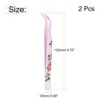 thumbnail image 2 of Unique Bargains Precision Curved Tip Tweezer Stainless Steel Multifunctional Pink Silver Tone with Flower Print 2Pack, 2 of 5