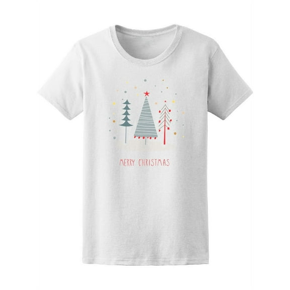 Merry Christmas Cute Pine Trees Tee Women's -Image by Shutterstock