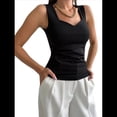 thumbnail image 2 of Camisetas Sin Mangas con Cuello en V para Mujer, Camisetas Básicas, Camisetas Corta, Camisetas y Verano, Camisetas Informales Ajustadas Acanaladas, Negras, XL, 2 of 9