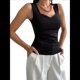 thumbnail image 2 of Camisetas Sin Mangas con Cuello en V para Mujer, Camisetas Básicas, Camisetas Corta, Camisetas y Verano, Camisetas Informales Ajustadas Acanaladas, Negras, XL, 2 of 9