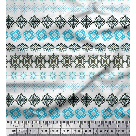 Soimoi Cotton Duck Fabric Aztec Geometric Print Fabric by Yard 42 Inch Wide