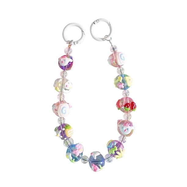 Llavero de cuentas artesanal, dijes para bolso, bolso de mano o para San Valentín. Blanco