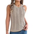 thumbnail image 3 of Womens Summer Tank Top Ribbed Sleeveless Shirts Casual Loose Knit Sweater Vest Khaki M, 3 of 7