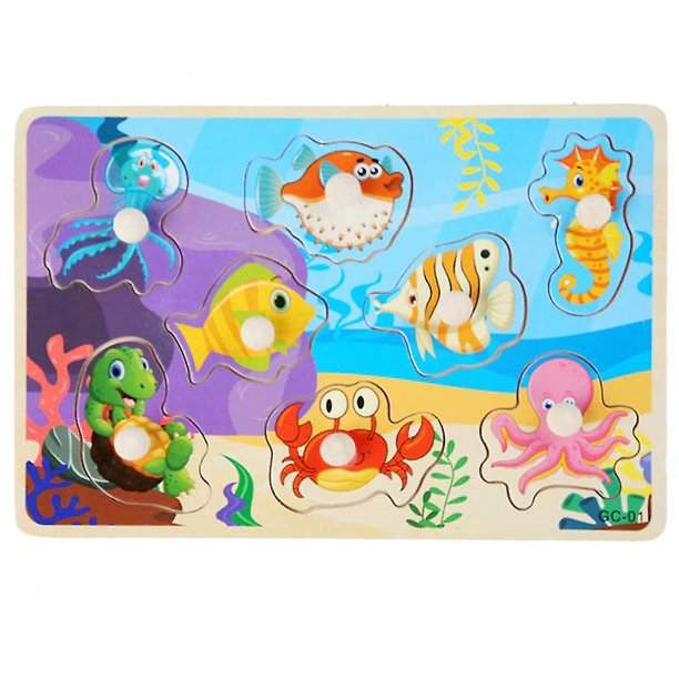 Rompecabezas de madera 3DTrumpeter Grab Board Tangram rompecabezas granja mar Animal dibujos animados rompecabezas Early Educ