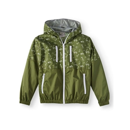 - Bocini Zip Up Hooded Wind Breaker with Color Block Prints (Big Boys)
