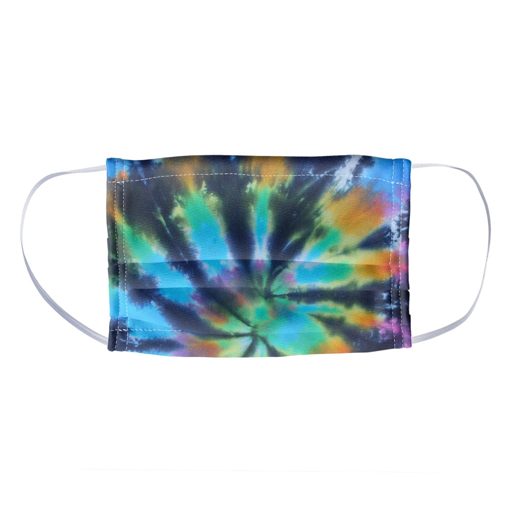 Blue Spiral Tye Dye Pattern 1-Ply Reusable Face Mask Covering, Kids