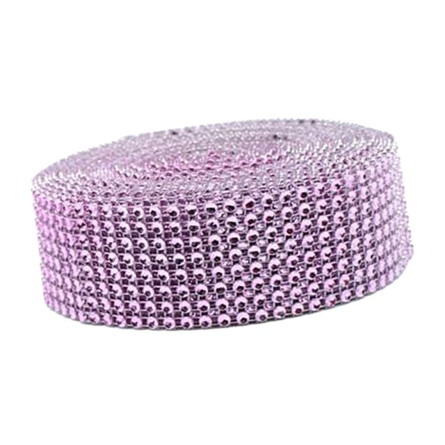 Cinta de Envoltura de boda Sunnimix 1.6 10 yardas Diamante Malla Rosado