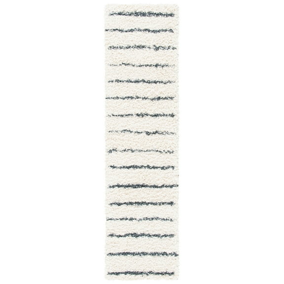 SAFAVIEH Venus Anuki Striped Shag Runner, 2'2" x 8', Ivory/Dark Grey