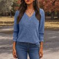 thumbnail image 2 of GEWSEY V Neck Long Sleeve Shirts for Women Casual Fall Tops Lightweight Tunic Sweaters Fashion Clothes Loose Fit 2025 (Blue, XXL), 2 of 4