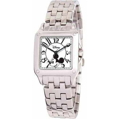 Disney Mickey Mouse Women's Perfect Square Watch, Silver Bracelet