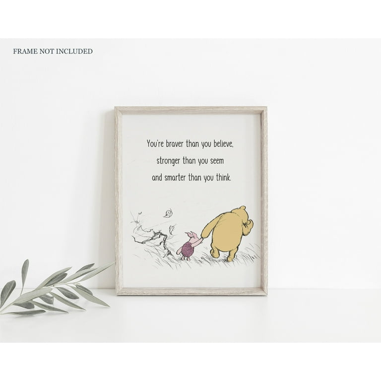 Inspirational Wooden Photo Frame - 'You Are Braver Than You Believe' Winnie Quote (4x6 Inch)