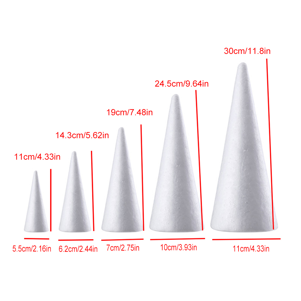 Lot De 12 Cônes En Mousse Polystyrène 20 Cm - Pour Décorations Noël, DIY, Mariage & Activités Créatives - 10