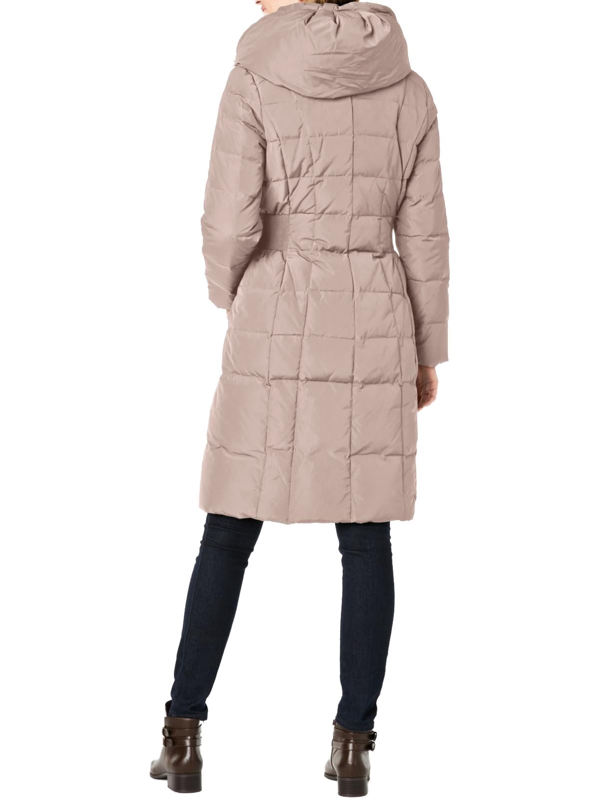 Cole Haan Women's Pearlized Faux Down Jacket – 27" Length, Removable Hood, For Cold Weather & Layering