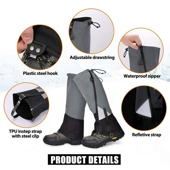 Snow Cover, Waterproof And Tear Resistant Snow Legging Guard, Skiing And Outdoor Leg Warmers For Foot  With Grey Color, Suitable For Different Body Types