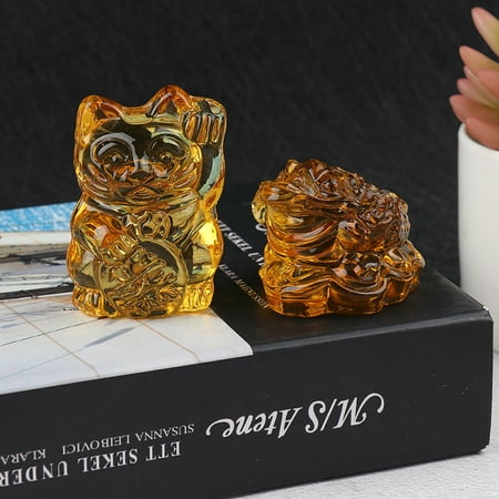 

Chinese Yellow Crystal Feng Shui Lucky Cat Fortune Frog Gift Home Decorations