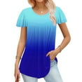 thumbnail image 2 of Plus Size Summer Tops for Women Ruffled Flutter Short Sleeve Pleated Tunic Top Plain T-shirts Loose Fit (4XL, Blue 01), 2 of 5