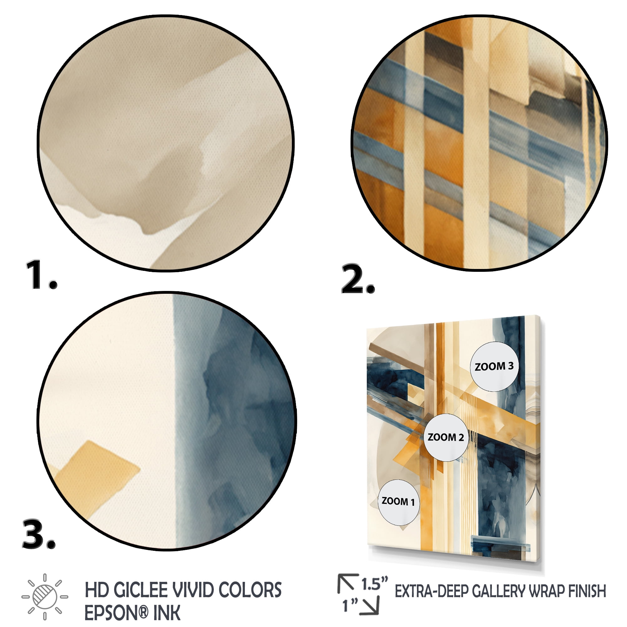 Designart Modern Blue And Gold Abstract III Canvas Wall Art