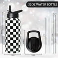 thumbnail image 2 of 32oz Checkered Stainless Insulated Aater Water Bottle with Straw,Checkered Gym Hiking Sports Coffee Mug Cup Water Bottles,Checkered Gifts for Women,Checkered Decor Stuff Accessories, 2 of 6