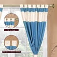 thumbnail image 4 of Handcrafted 4-Piece Blended Raw Silk Curtain - Two-Tone Turquoise Cream Tab Top Design, Machine Washable - 43"W x 84"L Panels, Perfect for Living & Dining Rooms, 4 of 6