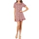 thumbnail image 1 of Vestido casual de cuadros con cuello Peter Pan y volantes para mujer Inspire Chic, color rosa, 1 of 6