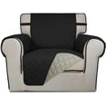 thumbnail image 1 of Housse de Sofa Matelassée Réversible, Protège-Meubles Résistant à l'Eau, Housse de Canapé Lavable avec Mousse Antidérapante et Sangles Élastiques pour Enfants, Chiens, Animaux (Chaise, Noir/beige), 1 of 7